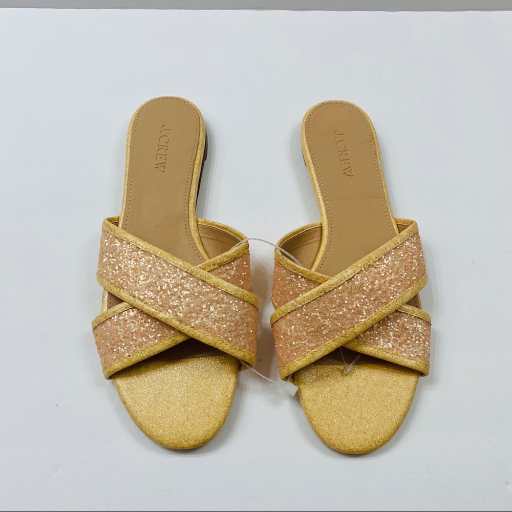 J Crew Glitter Cora Crisscross Sandals 7.5